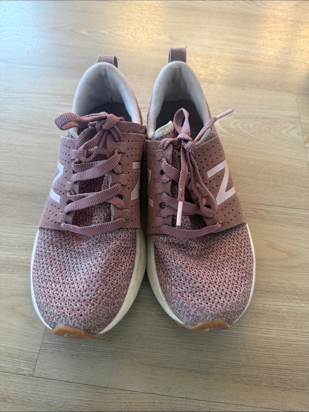 New Balance Women's Mauve Knit Lace-Up Sneakers